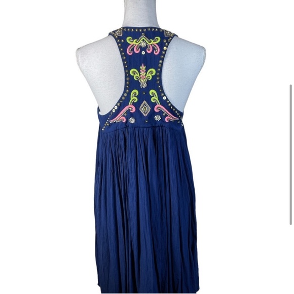 Lilly Pulitzer Lorna navy beaded trapeze dress, size S swing crinkle event boho - Picture 4 of 8